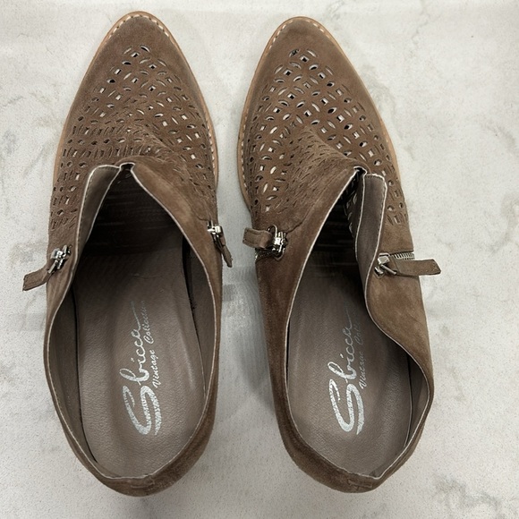 Sbicca Taniss Vintage Laser Cut Suede Leather Women's Mule Clog Zip Booties Boho - Picture 8 of 15